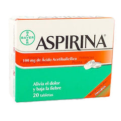 ASPIRINA PARA NIÑOS 100 mg CAJA x 20 TABLETAS MASTICABLES
