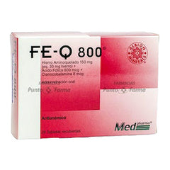 FE-Q 800 150 mg/800 mcg/8 mcg CAJA x 28 TABLETAS RECUBIERTAS