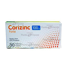 CORIZINC FORTE 100 mg CAJA x 30 TABLETAS