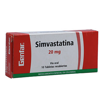 SIMVASTATINA GF 20 mg x 10 tabletas
