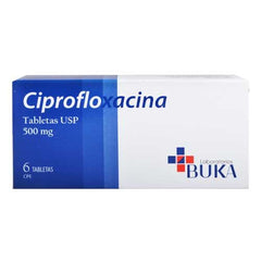 Ciprofloxacina 500 mg x 6 Tabletas