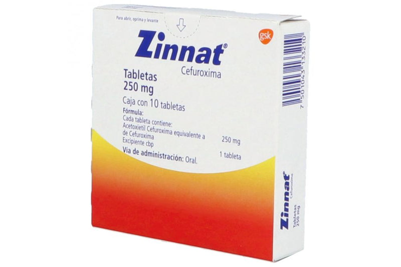 ZINNAT TABLETAS 250 mg CAJA CON 10