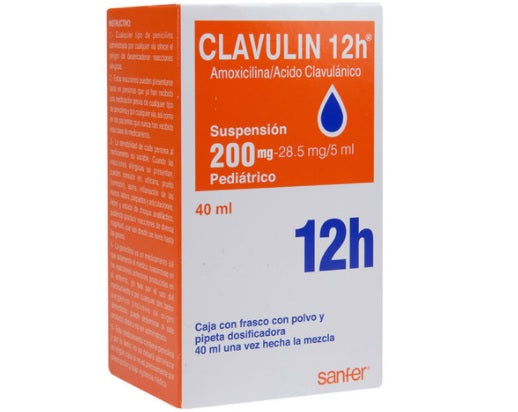 CLAVULIN 12h SUSPENSION 200 mg-28.5 mg/5 mL FRASCO CON 40 mL