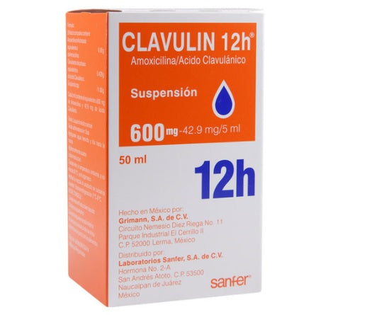 CLAVULIN 12h SUSPENSION 600 mg/42.9 mg/5 mL FRASCO CON 50 mL