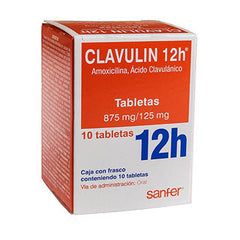 CLAVULIN 12h TABLETAS 875 mg/125 mg FRASCO CON 10