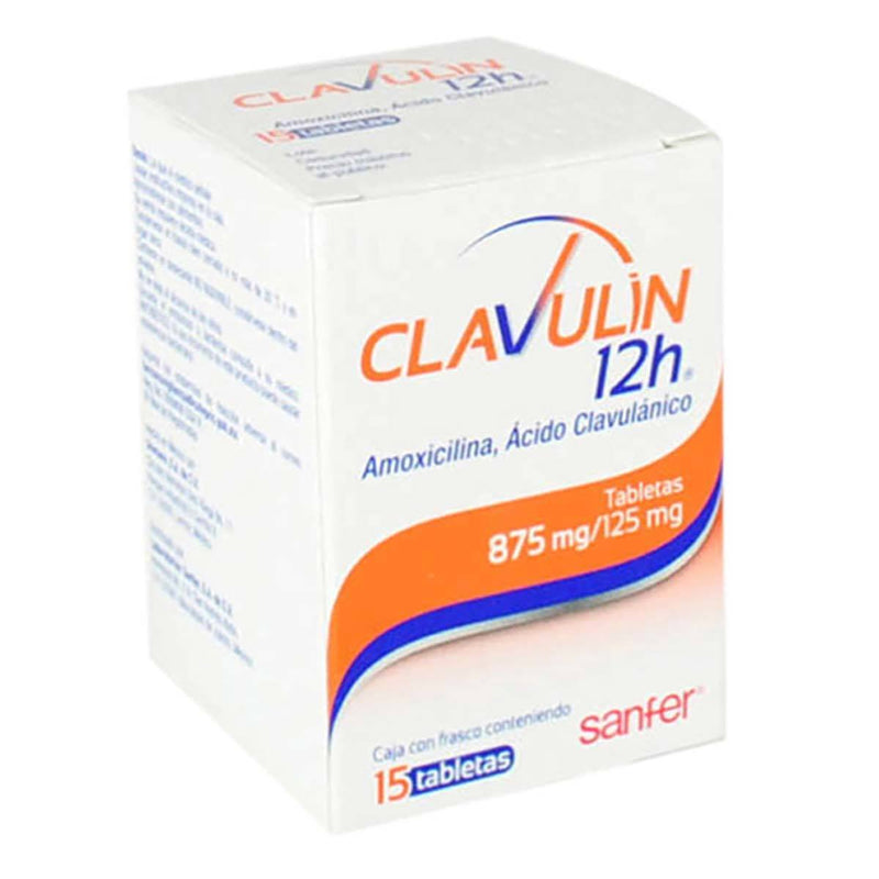 CLAVULIN 12H TABLETAS 875 mg/125 mg CAJA CON FRASCO CON 15