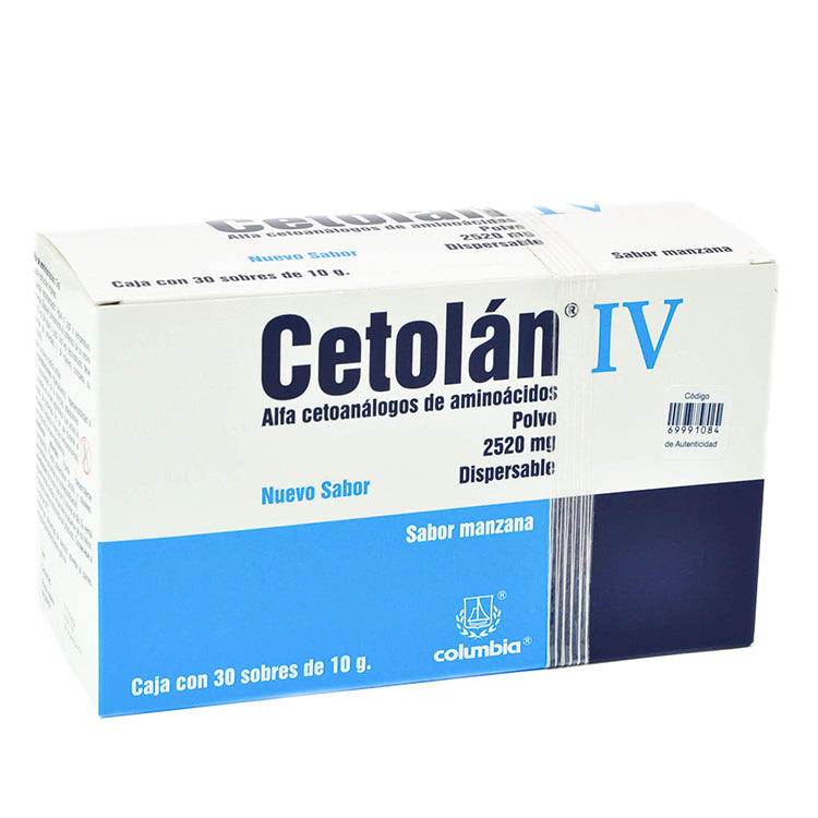 CETOLAN IV POLVO SABOR MANZANA 2520 mg CAJA CON 30 SOBRES DE 10 g
