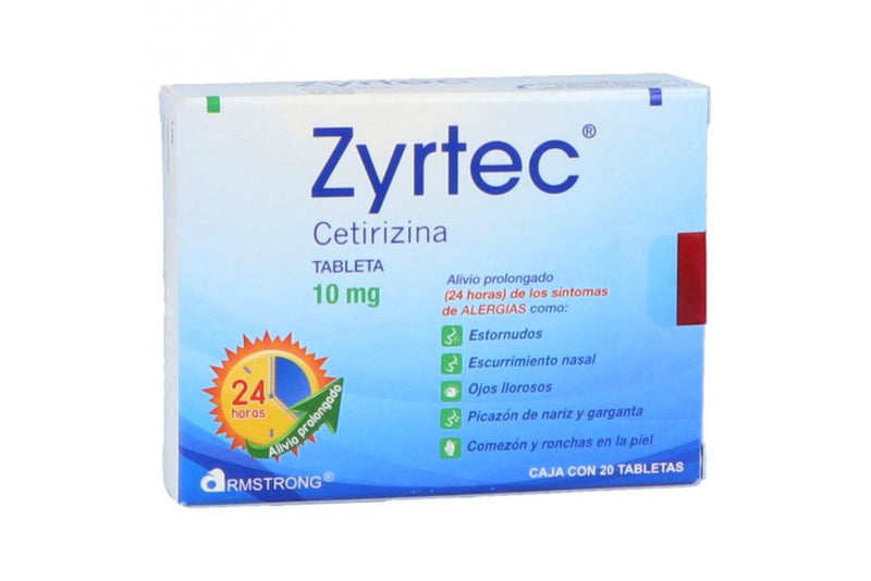 ZYRTEC TABLETAS 10 mg CAJA CON 20