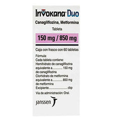INVOKANA DUO TABLETAS 150 mg/850 mg CAJA CON FRASCO CON 60