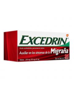 EXCEDRIN MIGRAÑA TABLETAS 250 mg/250 mg/65 mg CAJA CON 24