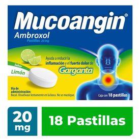 MUCOANGIN LIMON PASTILLAS 20 mg CAJA CON 18