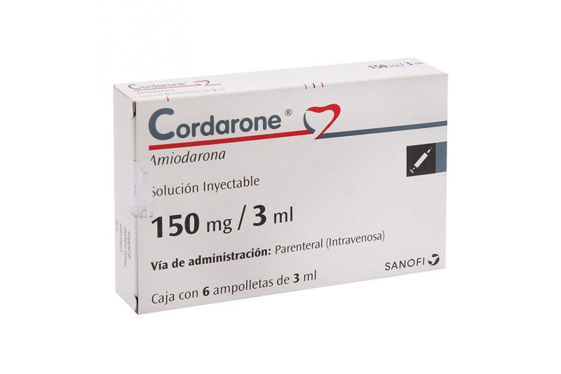 CORDARONE SOLUCION INYECTABLE 150 mg/3 mL CAJA CON 6 AMPOLLETAS DE 3 mL