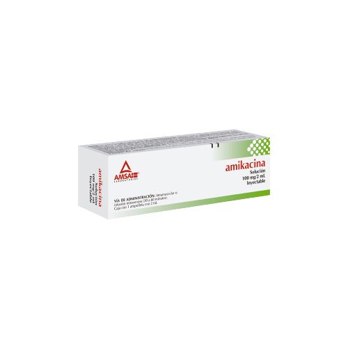AMIKACINA SOLUCION INYECTABLE 100 mg/2 mL CAJA CON 1 AMPOLLETA DE 2 mL