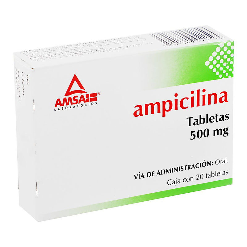 AMPICILINA TABLETAS 500 mg CAJA CON 20