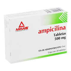 AMPICILINA TABLETAS 500 mg CAJA CON 20
