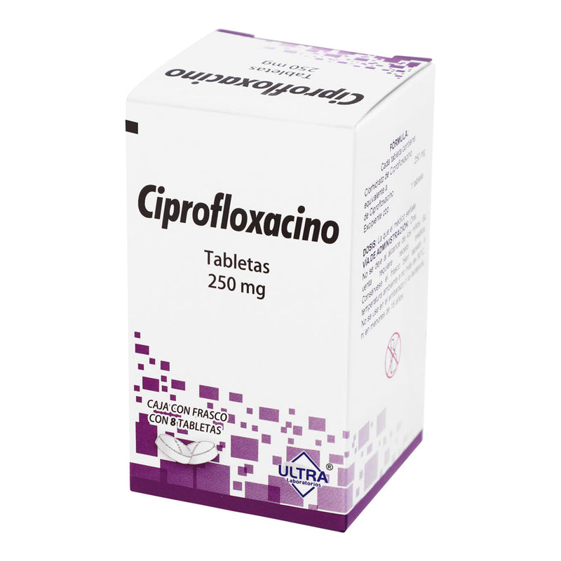 CIPROFLOXACINO TALETAS 250 mg CAJA CON 8 PASTILLAS