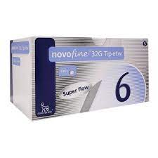 NOVOFINE AGUJAS NOVOFINE 32 g AGUJAS 0.25gX6 mm CAJA CON 100 PIEZAS