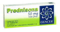 Prednisona Gencer 50mg x 10 Tabletas