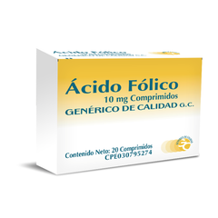 Acido Folico Gencer 10mg x 20 Comprimidos