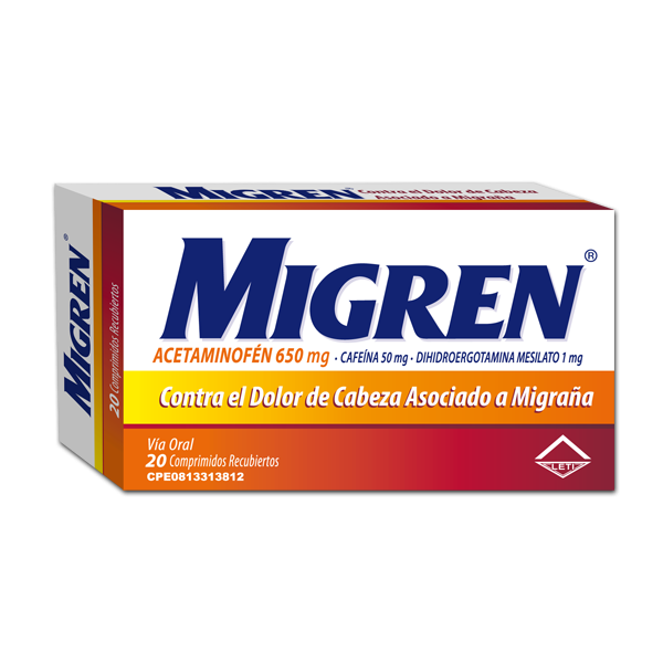 Migren 650mg/50mg/1mg x 20 Comprimidos