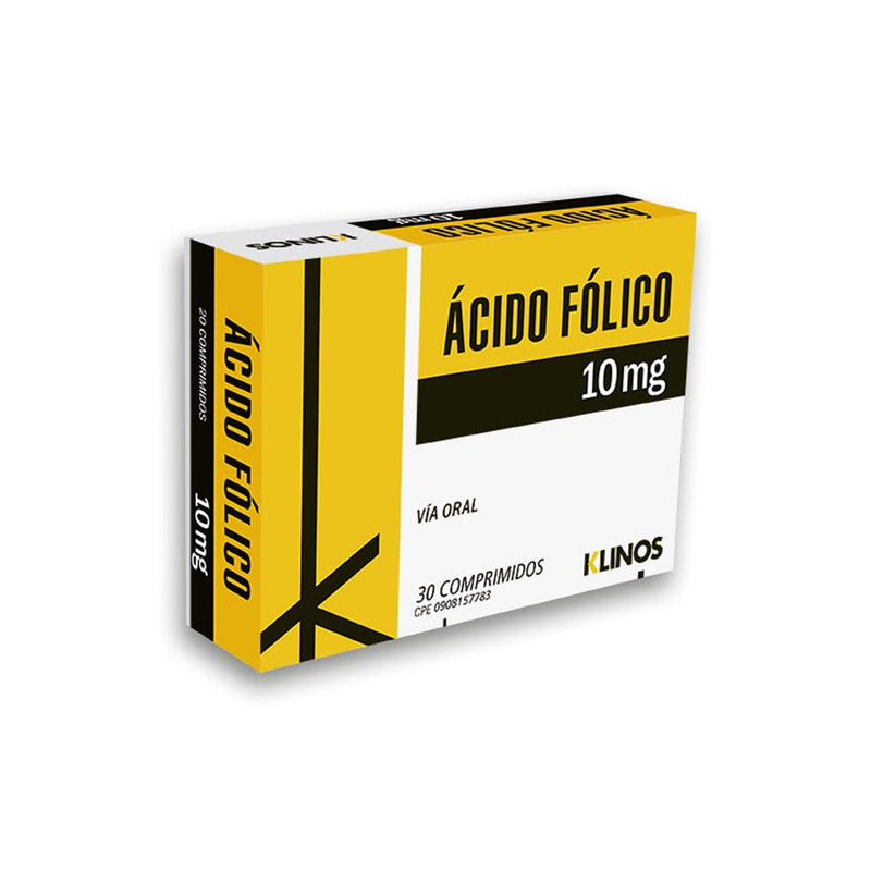 Acido Folico Klinos 10mg x 30 Comprimidos