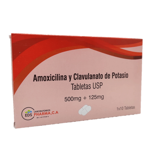 Amoxicilina Y Ácido Clavulanico 500mg/125mg x 10 Tabletas